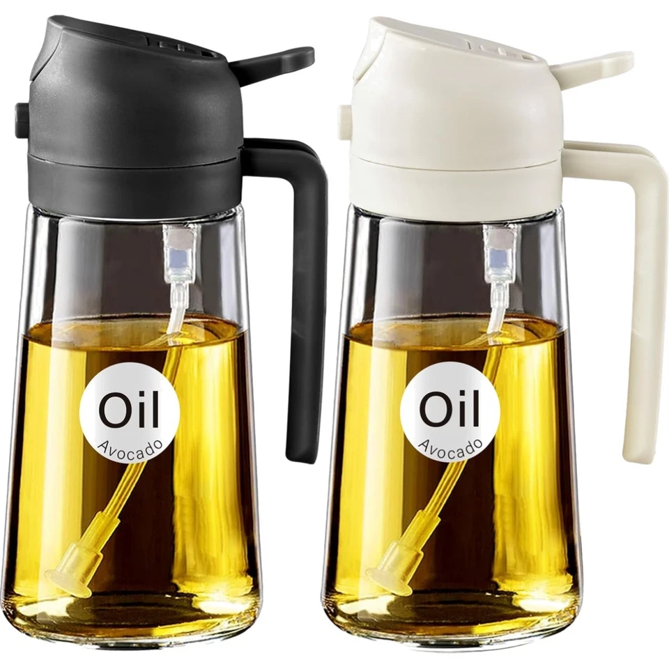 Sprühgerät Öl, 2 Stück, lebensmittelecht, 470 ml, Öl Zerstäuber, Heißluftfrit...