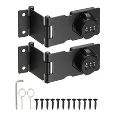 2 Pcs Keyless Cabinet Lock Three-Section Password Hasp Latch Lock, Black