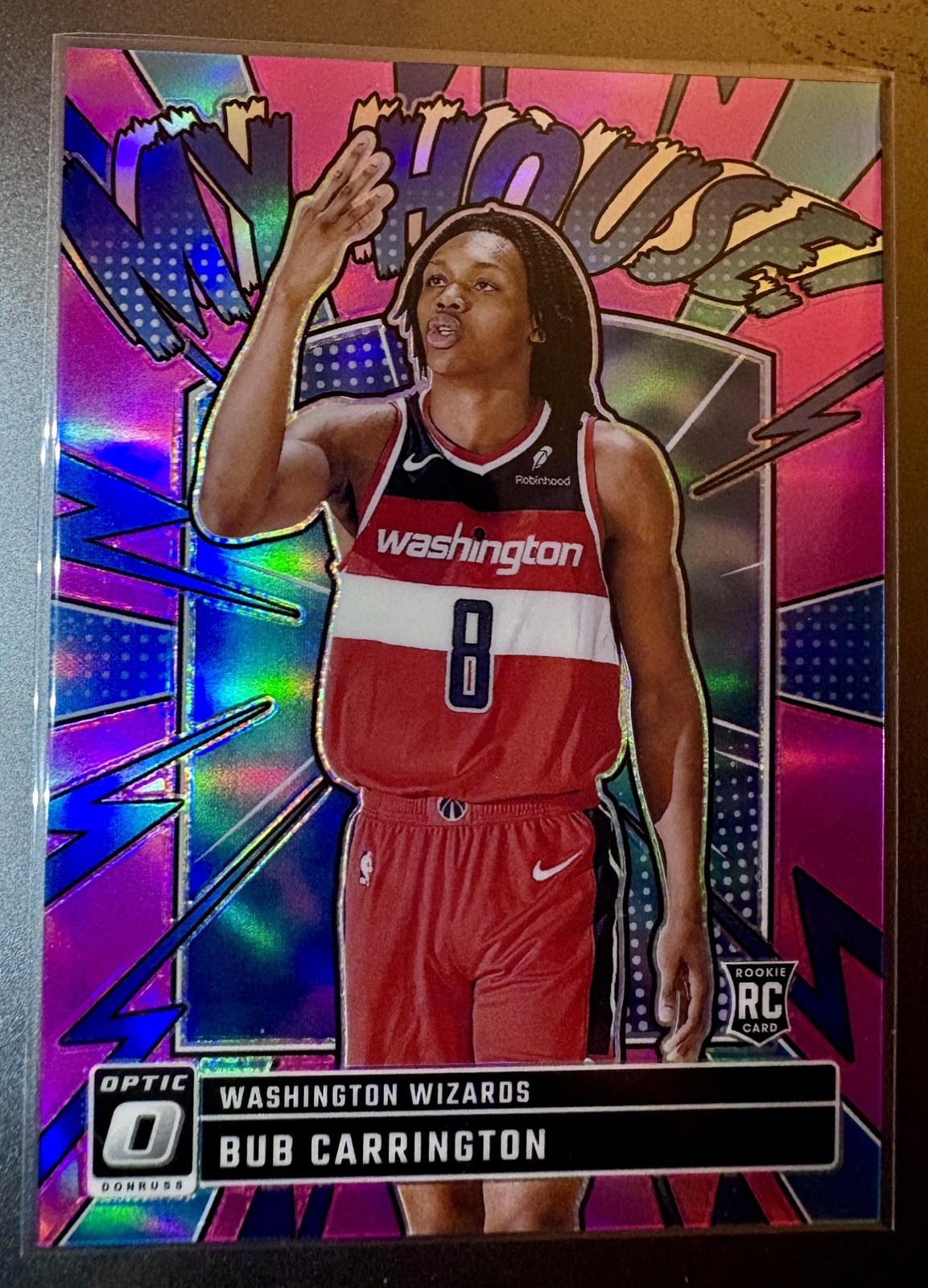 2024-25 Panini Donruss Optic Bub Carrington #/25 Pink Prizm My House #8 (RC)