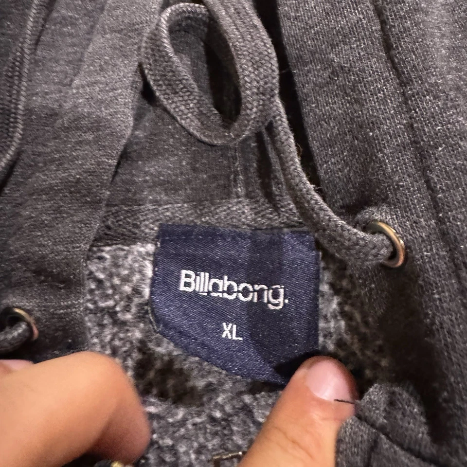 Chaqueta con Capucha Billabong De Colección Para Hombre Extra Grande Gris Logo Grunge Cremallera Completa Y2K Foto 3 de 4
