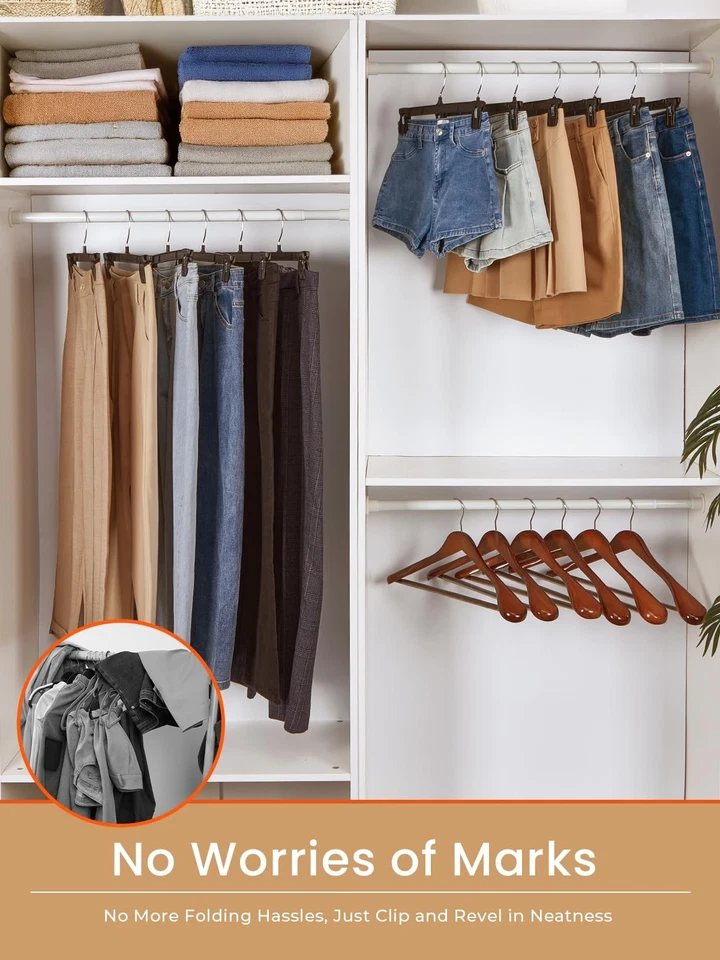 HOUSE DAY Perchas para Faldas 25 Piezas 10 Pulgadas Plástico Negro Perchas para Pantalones con Antideslizante Foto 2 de 4