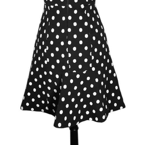 J. Crew Women's Dress Black White Marcy Polka Dot Cotton Tweed Cocktail A-Line 2 - Picture 8 of 8