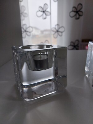 ORREFORS  - WÜRFEL - Tischlicht wunderschönes Stück Glas massiv UHR