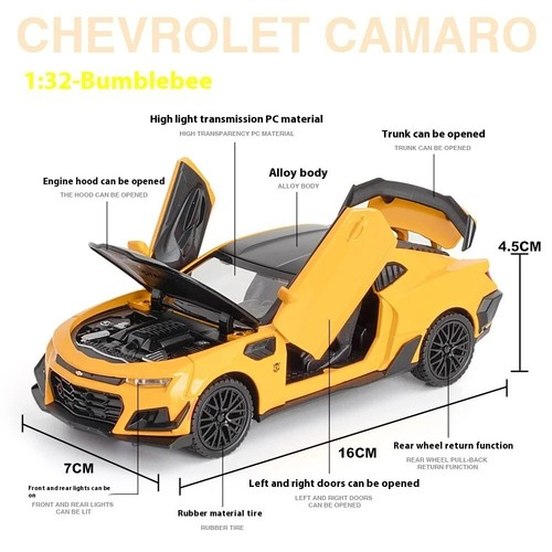 NEW 1:32 Chevrolet Camaro Hornet Alloy Sports Racing Car Diecast Model Kids Toys - Picture 5 of 7