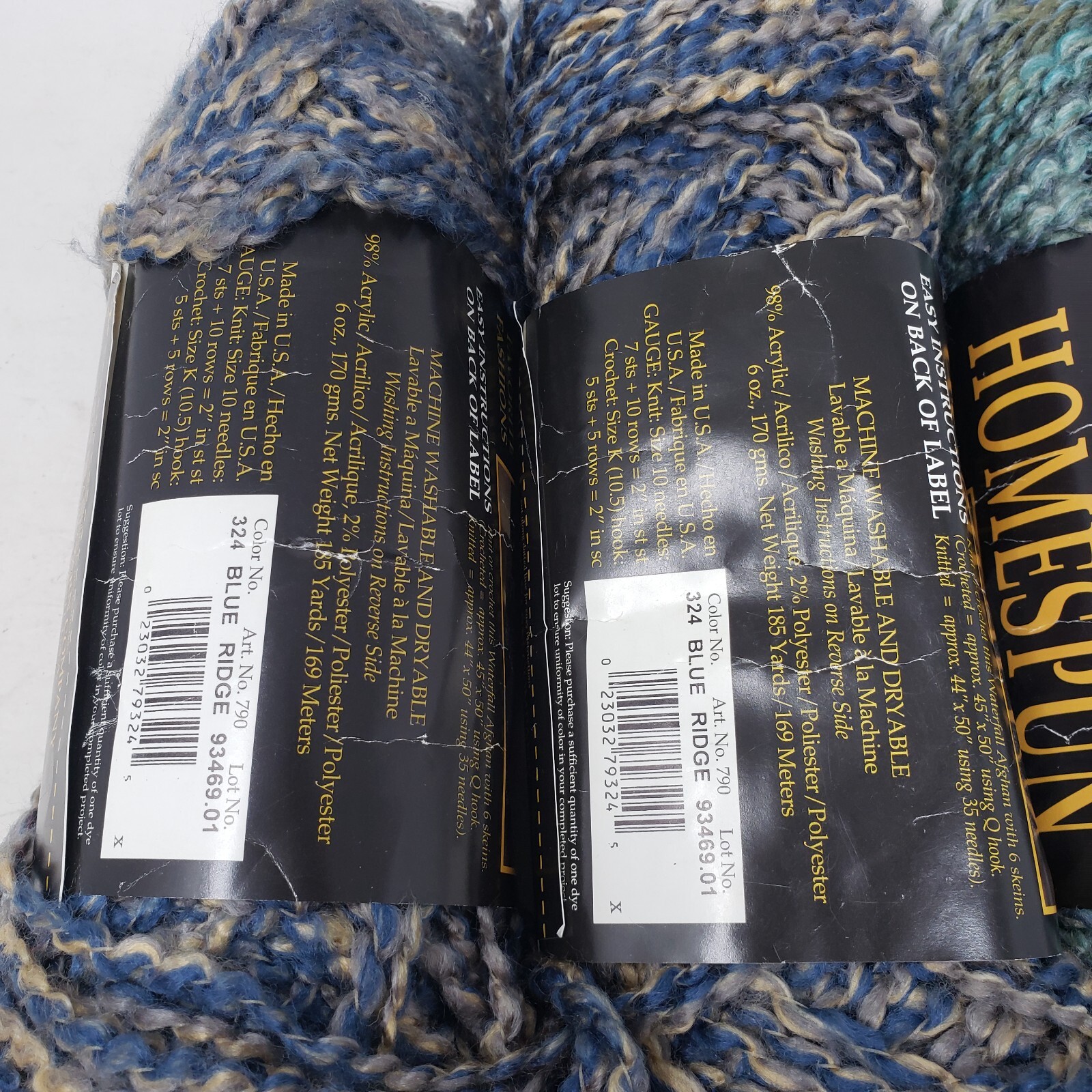Lot 3 Skeins Lion Brand Homespun Acrylic Yarn Blue Ridge Regency USA | eBay