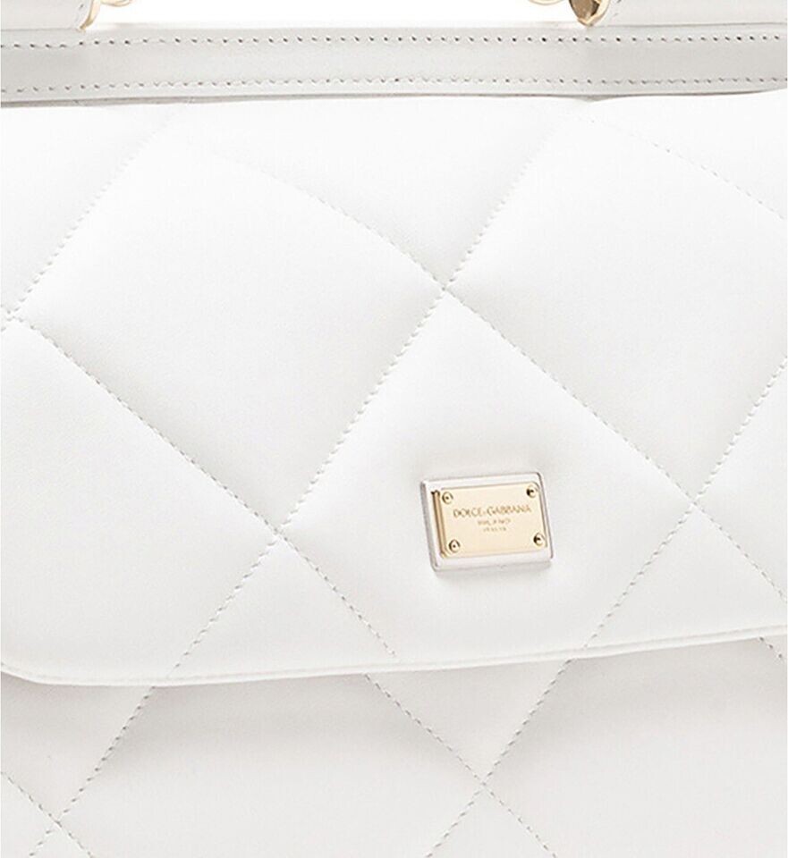 【関税&送料込み】Dolce & Gabbana White Leather Satchels DOLCE & GABBANA Handbag White Leather Sicily DG Shoulder Top