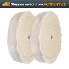 POWERTEC 6" Extra Thick Spiral Sewn Buffing Wheel w/ 1/2" Arbor Hole-2PK (71630)