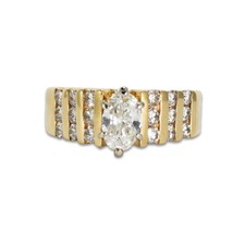 14K Yellow Gold Oval Diamond Engagement Ring 0.90ct