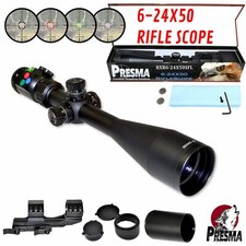PRESMA 6-24X50 1" Long distance RIFLE SCOPE w/ Side Obj Focus, Sunshade RGB