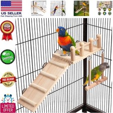 Natural Wood Bird Perches Swing with Climbing Ladder Ideal for Small Birds