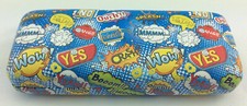 COMIC  Motiv Brillenetui Etui Box Hartschale blau bunt Crash, WOW, Yes, Splash