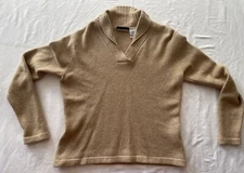 Women Vintage Liz Claiborne Tan Merino Wool Angora Pullover Sweater Medium