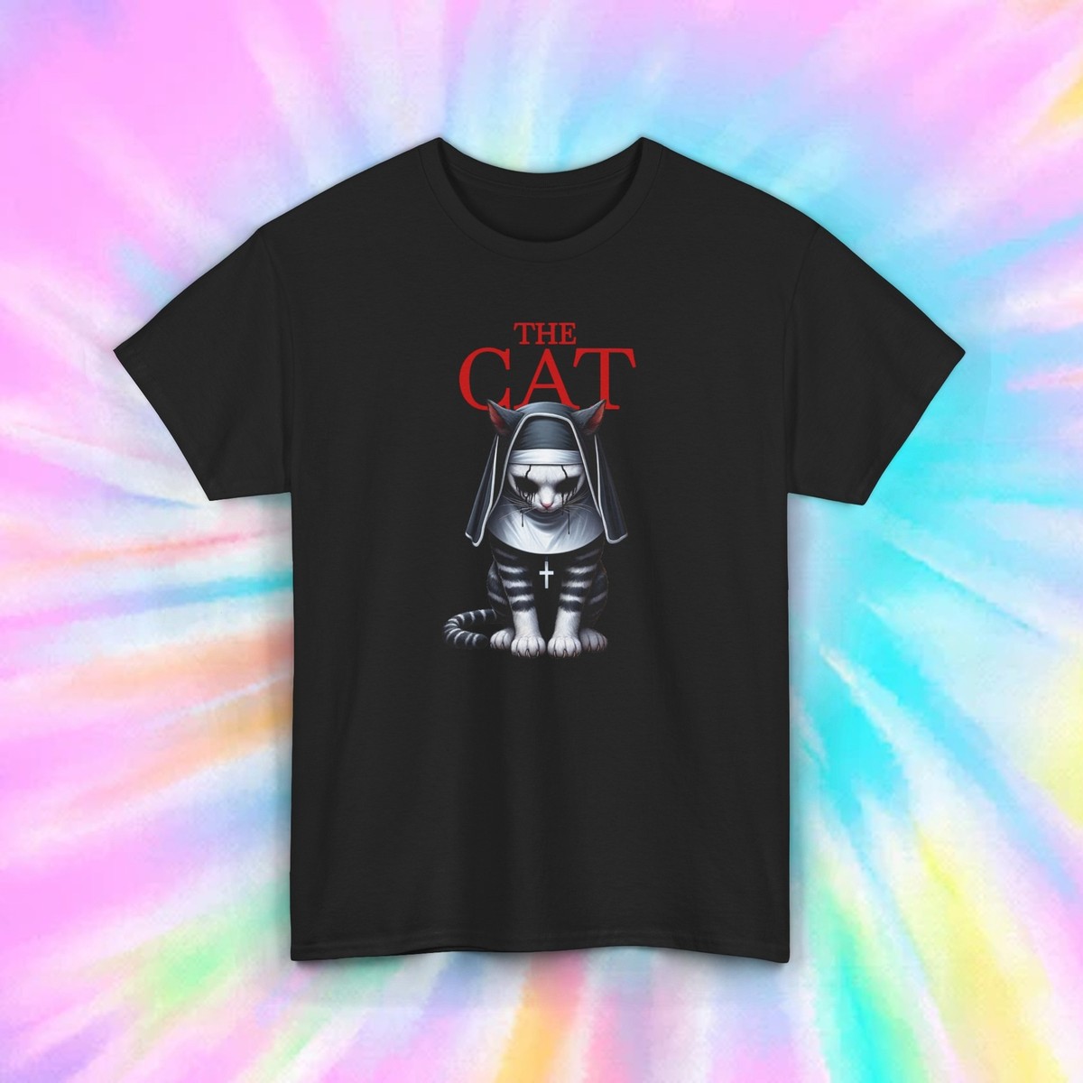 The Nun Cat T-Shirt Horror Movie Parody Funny Cat Tee S-5XL