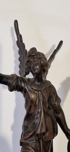 Antique Bronze Figural Angel Candlestick Holder Sculpture - Picture 6 of 24