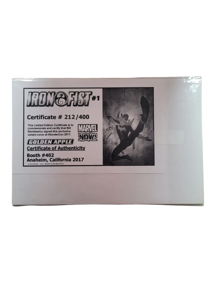 Iron Fist 1 Wondercon 2017 cubierta firmada por SIENKIEWICZ Golden Apple excl. /400 Foto 3 de 3
