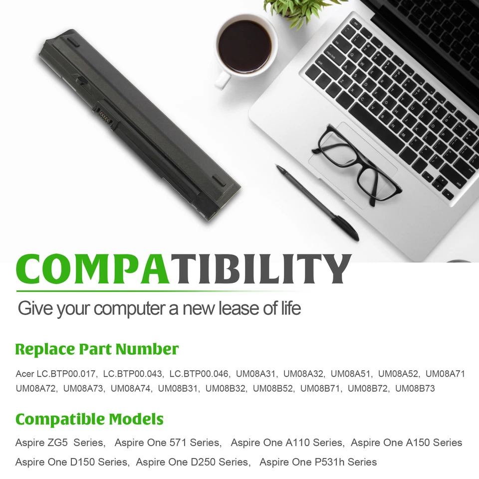 For Acer Aspire One A110 A150 D150 D250 ZG5 571 UM08A31 UM08A32 UM08A51 Battery - Image 2 of 4