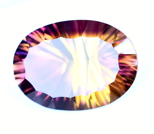 Pierre Précieuse Certifiée Ametrine Bi-Color Naturelle 29,20 Ct Ovale Non Traité - Picture 3 of 6