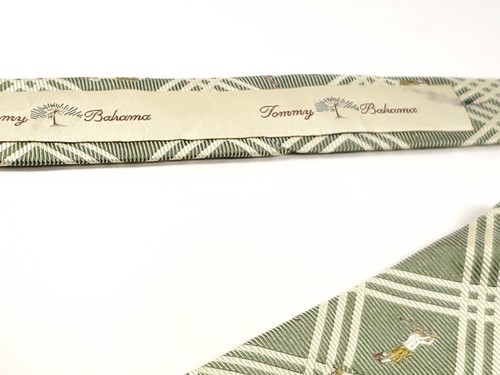 TOMMY BAHAMA made in USA 100% Silk Tie Men's Green Plaid Golf Necktie NEW - Picture 5 of 6