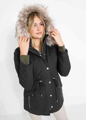 Freemans Schwarz Parka Jacke Übergröße UK 24 (ccc512)