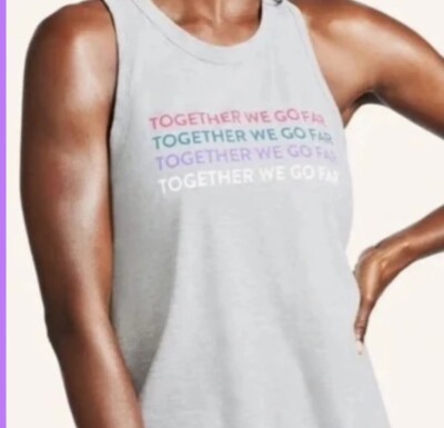 NWT PELOTON Go To Racer Tank Top Womens M Together We Go Far Gray MSRP $48