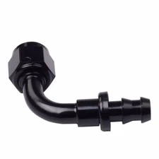 Universal 90 Degree Push Lock Hose End Fitting/Adaptor Oil/Fuel Line -8AN Black