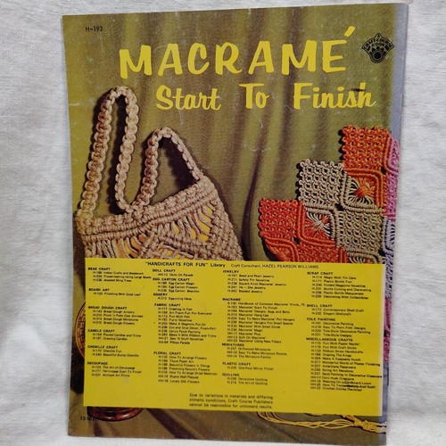 1971 Vintage MACRAMÉ DÉBUT À FINIR Projet Instructions Artisanat Course Book H-193 - Photo 24/24