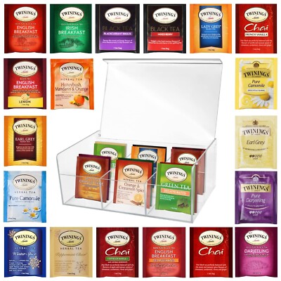 Tea Bags Sampler Assortment in Plastic Tea Bags Organizer 30 Count 24 Flavors