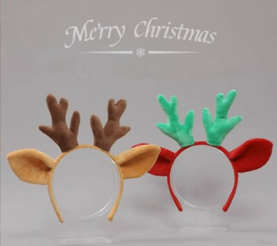 Women Girls Christmas Deer Elf Antlers Costume Ear Party Hair head band Headband