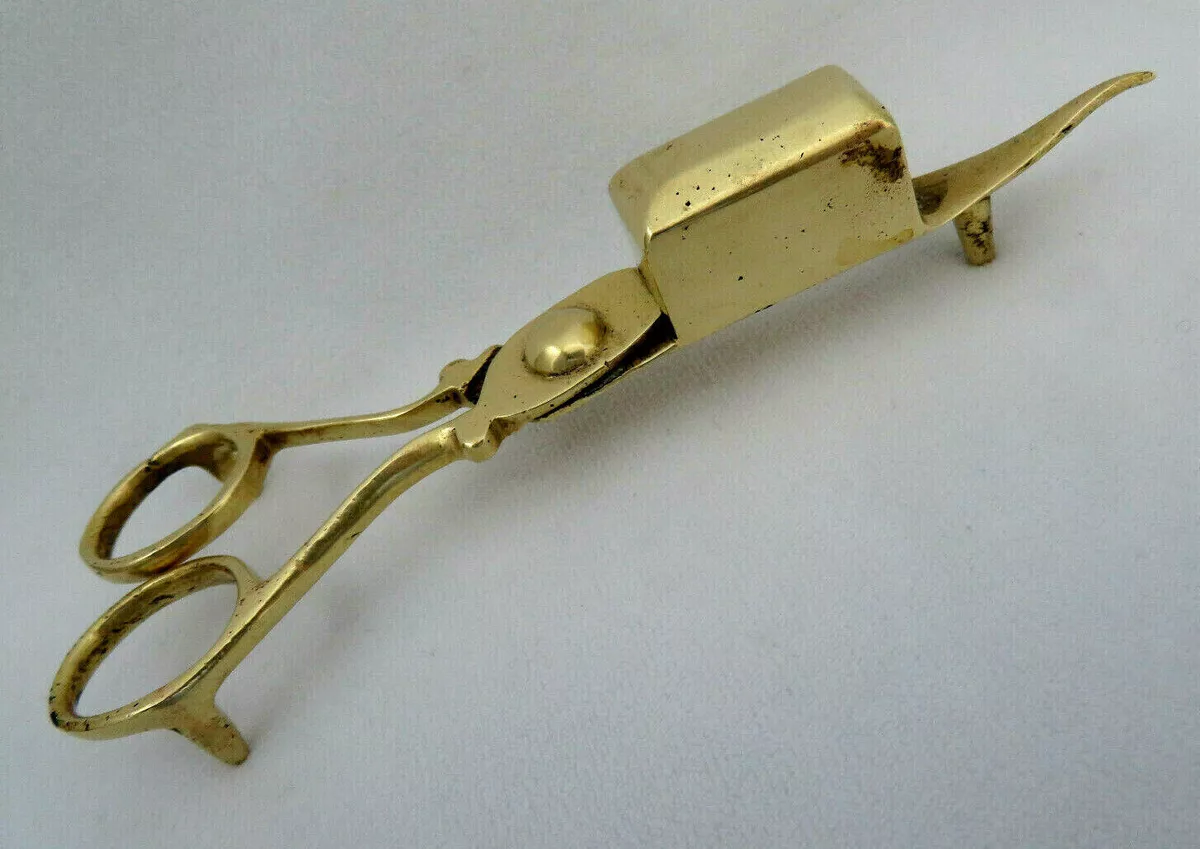 Antique Vintage Footed Brass Candle Wick Cutter Trimmer