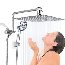 All Metal 10  Rain Shower Head with Handheld Spray Combo High Pressure Adjustable