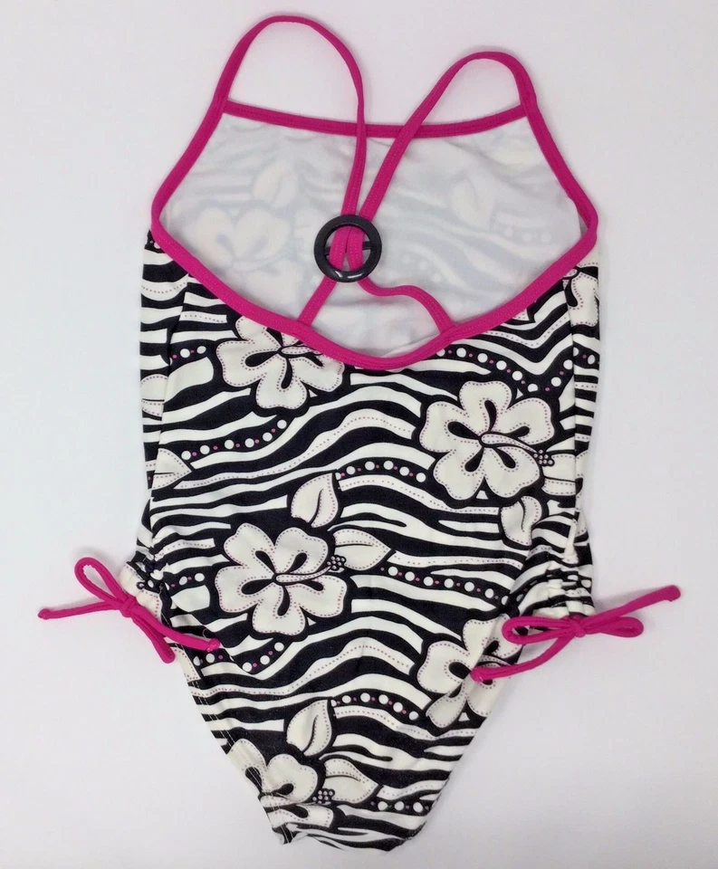 Traje de baño de una pieza para niñas negro blanco rosa talla pequeña 6/6X de Xhilaration Foto 2 de 3