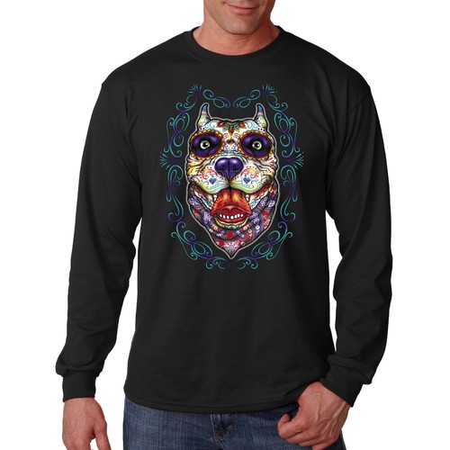 Sugar Skull Pitbull Puppy Dog Day Of 