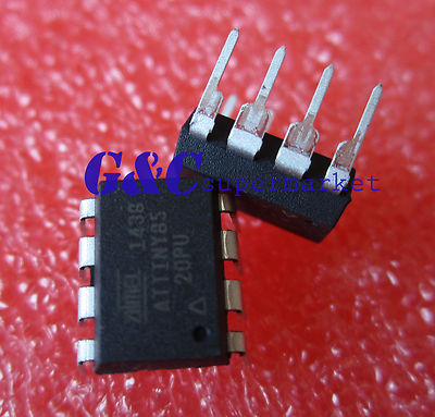 10PCS ATTINY85-20PU IC MCU 8BIT 8KB FLASH 8DIP Top