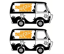 The Mystery Machine Replica Two 5" Black Orange Vinyl Decal Car Truck Scooby Doo