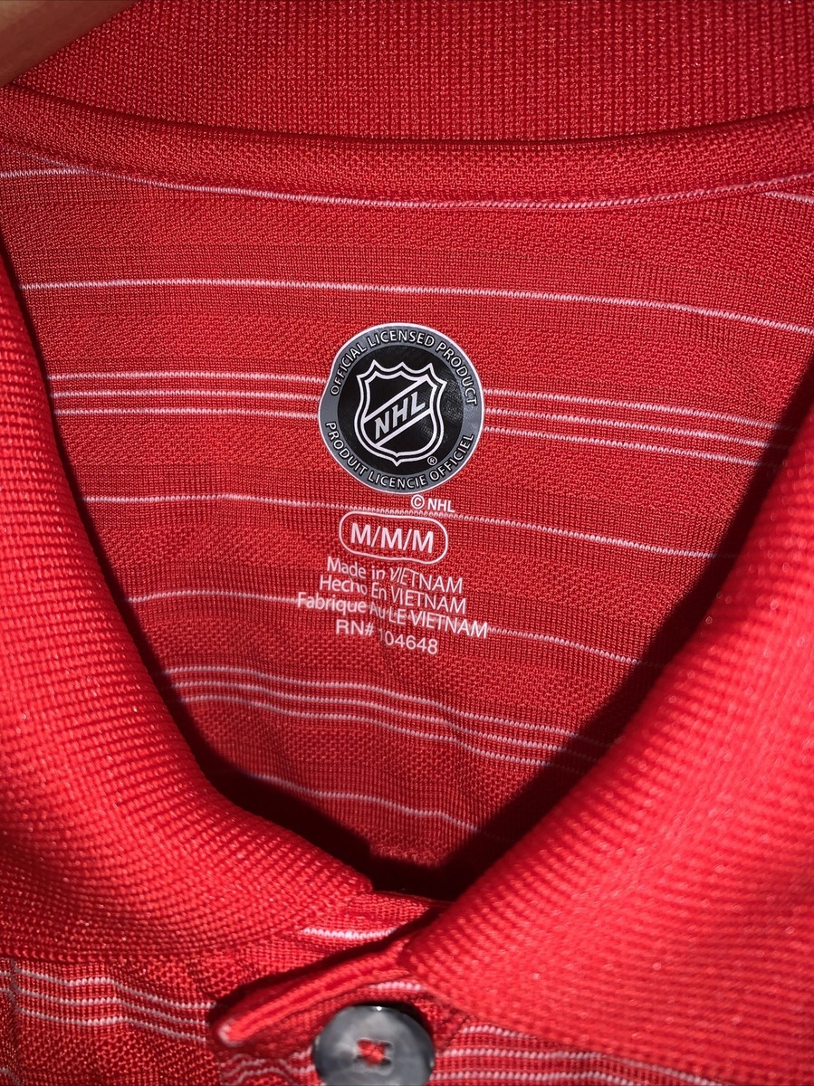 N NHL DETROIT RED WINGS POLO SHIRT S/S MEN'S M MEDIUM HOCKEY RED W