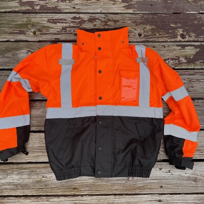 ADULT SMALL TENACIOUS DAY GLOW Orange Work WEAR SAFETY JACKET TYPE R LINED