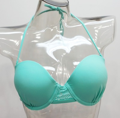 Breaking Waves Mint Green Crochet Push-Up Swim Bikini Top Juniors' Ladies  Large