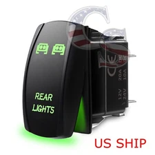 Green Laser Etched Rear LED 12V 20A 10A 5-pin Rocker Toggle Switch Car Boat SUV