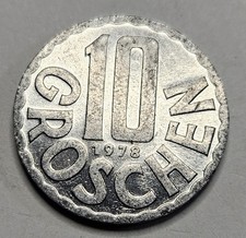 1978 Austria 10 Ten Groschen - Aluminum Coin - Austrian - World Coin - Europe