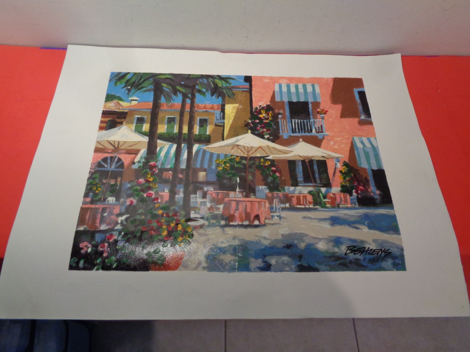 Howard Behrens Signedand numbered D 13/100 "Inn at Lake Garda" Serigraph Unframe