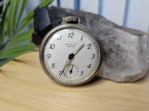 WORKING Westclox Pocket Ben Dollar Watch With Seconds Dial RUNS Pocket Watch ๐