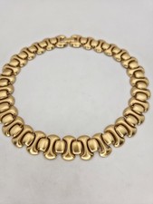 Vtg Monet Chunky Gold Necklace Polished Choker Link 16