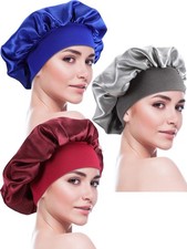 3 Pieces Large Satin Bonnet Silk Bonnets, Hair Bonnet for Sleeping Soft and B...