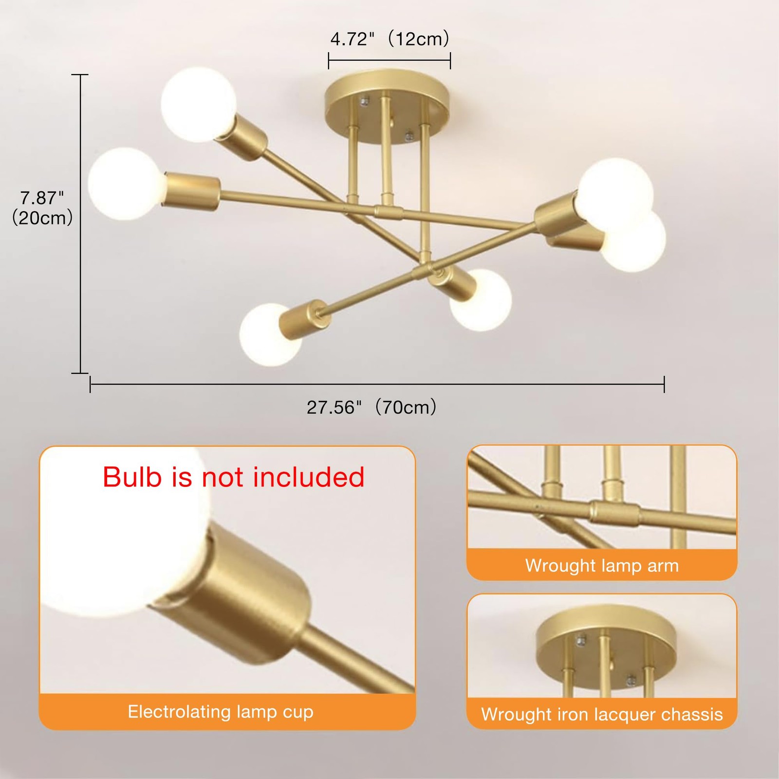 Plafoniera Moderna E27 DIY - Lampada Soffitto Industriale Ferro - 3