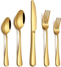 20 Piece Gold Silverware Set, Stainless Steel Flatware Set for 4 Food Grade Cutl