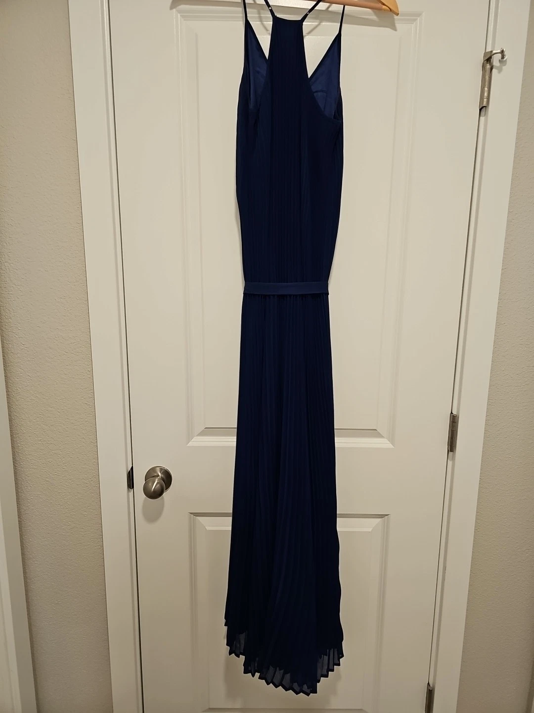 UNDERCOVER Victoria's Secret Maxi Abito Coltello Fisarmonica Pieghettato Spalline Tg Media Blu Navy