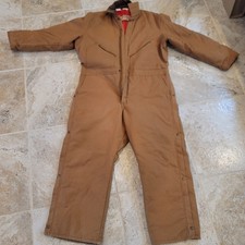 Vintage Walls Blizzard Pruf Coveralls Mens 50 short Brown Canvas Insulated USA