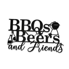Rustic Metal BBQ Wall Art Sign - Outdoor Backyard  Patio Decor, Farmhouse