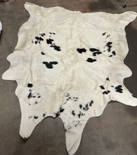 genuine ivory and black cowhide rug Extra Large 36.5 square feet