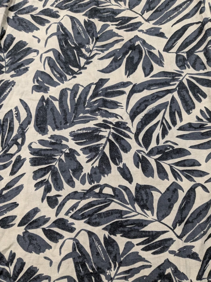 Pantalones recortados MNG MANGO para mujer pequeños azul marfil mezcla de lino AOP de pierna ancha Foto 4 de 4